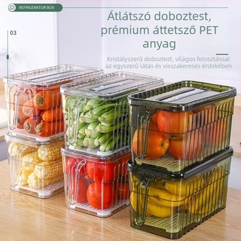 Hűtőszekrény tároló doboz — élelmiszer-minőségű műanyag, légmentesen záró, zöldségek és tojások számára, fagyasztásra alkalmas