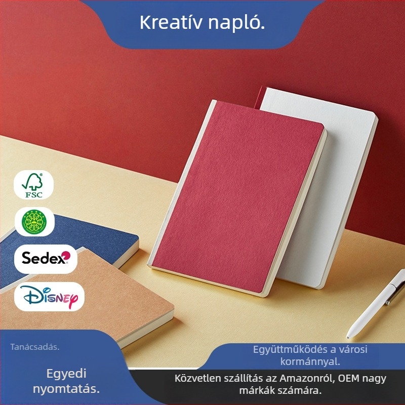 Zsebnapló egyszerű kötésű, papírborítóval, 80 g/m² papír, 100/60 oldal, testreszabott nyomtatás