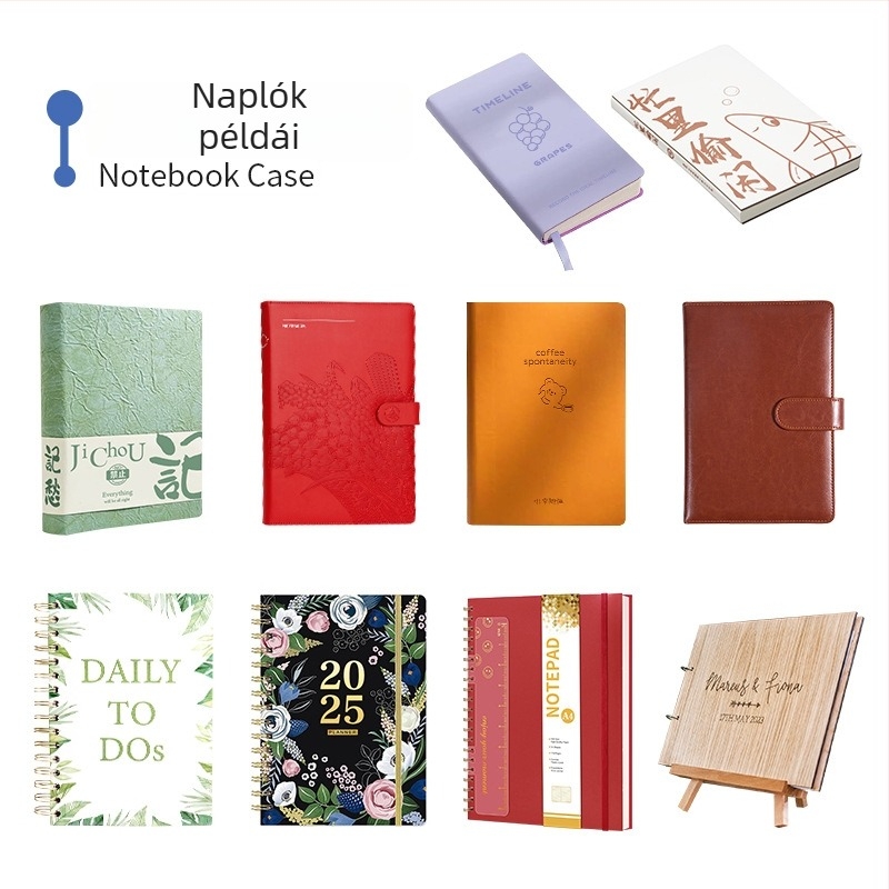 Zsebnapló egyszerű kötésű, papírborítóval, 80 g/m² papír, 100/60 oldal, testreszabott nyomtatás