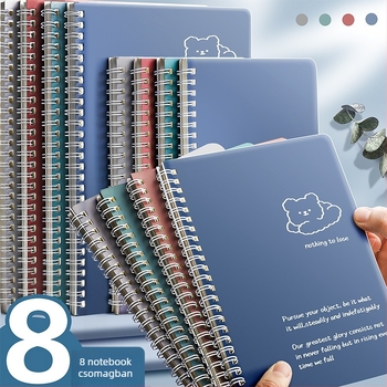 Diákoknak szóló spirálkötésű jegyzetfüzet, rajzfilmszerű dizájn, 75 g/m² cellulózpapír, 1–50 oldal, japán és koreai stílus