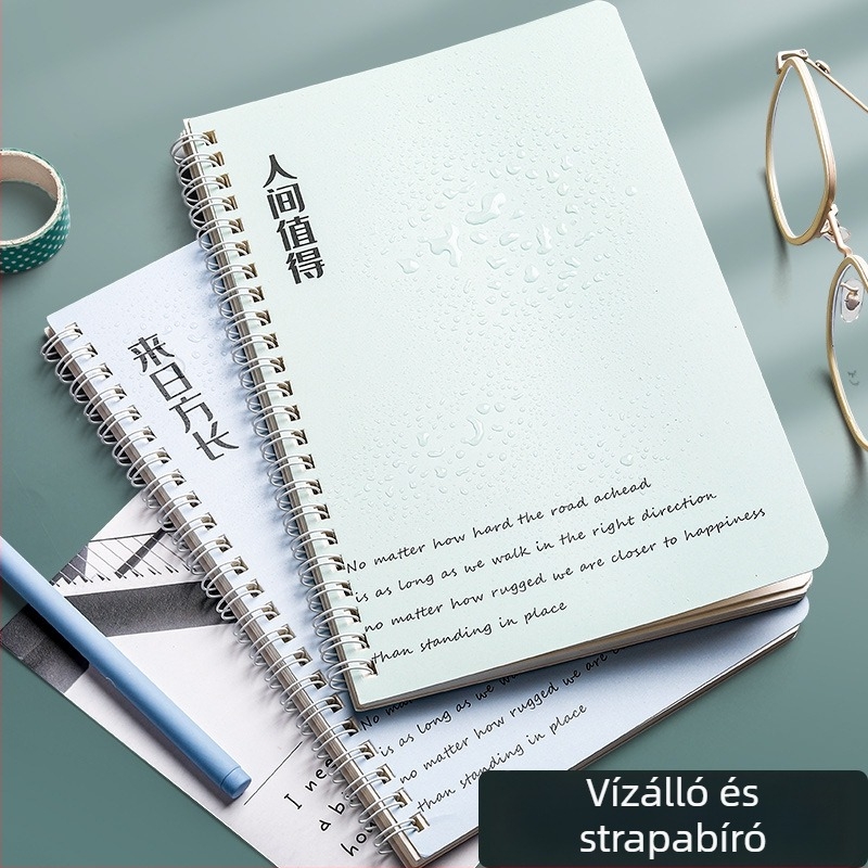 Diákoknak szóló spirálkötésű jegyzetfüzet, rajzfilmszerű dizájn, 75 g/m² cellulózpapír, 1–50 oldal, japán és koreai stílus