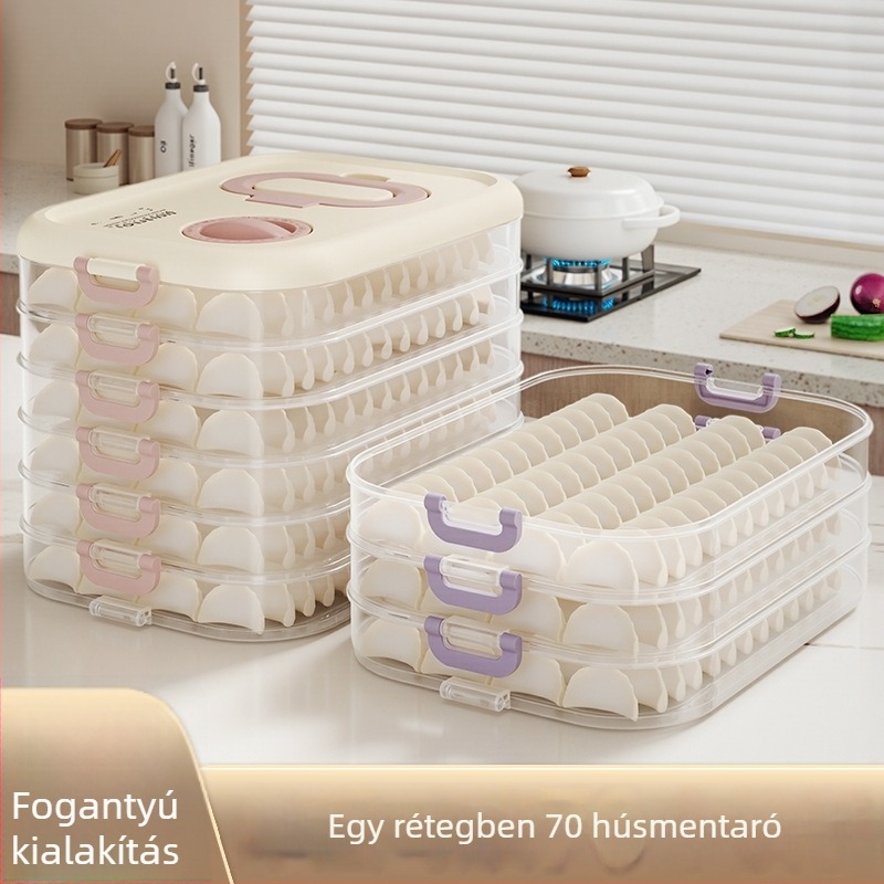 Dumpling doboz műanyagból, hordozható tároláshoz zárással és frissesség megőrzésével, modern minimalista stílus