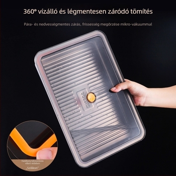 Rozsdamentes acél téglalap alakú élelmiszer-tároló doboz, zárható, kapacitás 3,1–4 L, hordozható