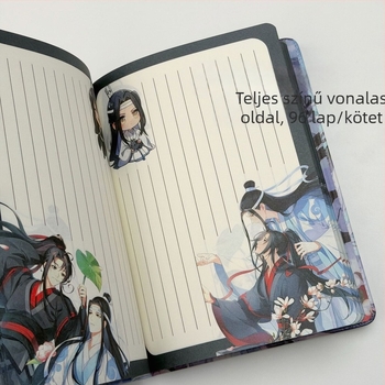 Jegyzetfüzet műbőr borítóval, aranyos karikatúra-stílus, nyers faalapú papír, 100 g/m², 50–100 oldal