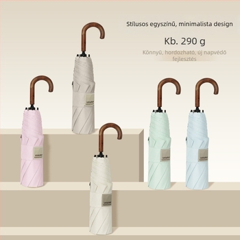 Összecsukható esernyő hajlított kampóval, vinil bevonatú poliészter, 8 acél borda, UPF 50+