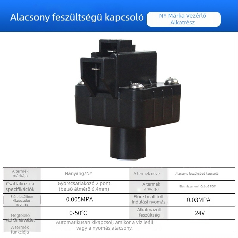 Víztisztító elektromágneses szelepe, 2-utas/3-utas bemenet, POM anyag, NY modell, tisztító berendezésekhez
