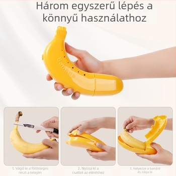 Banán tároló doboz • PP műanyag • Nyomás elleni védelem • Japán stílusú • Mintázat: a képen látható