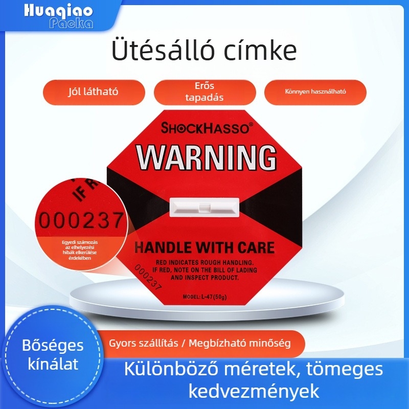 Piros ütésálló címke, 50 g, ütés elleni indikátor logisztikához