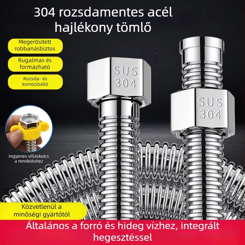 Megvastított 304 rozsdamentes acél hegesztett bordázott hajlított cső – bejövő víz (meleg/hideg) bojlerhez és WC-hez – robbanásbiztos
