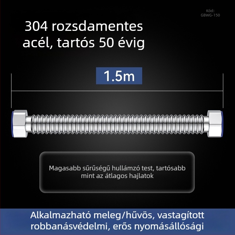 Megvastított 304 rozsdamentes acél hegesztett bordázott hajlított cső – bejövő víz (meleg/hideg) bojlerhez és WC-hez – robbanásbiztos