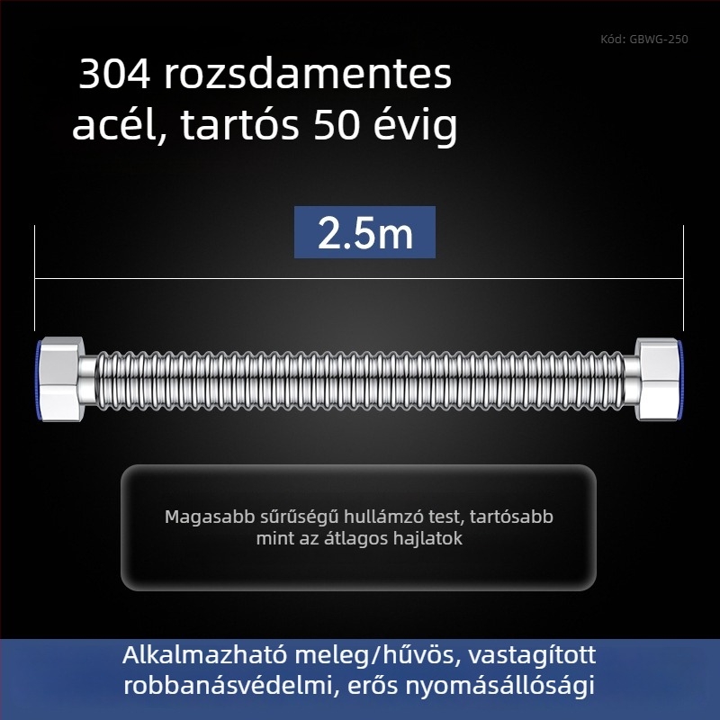 Megvastított 304 rozsdamentes acél hegesztett bordázott hajlított cső – bejövő víz (meleg/hideg) bojlerhez és WC-hez – robbanásbiztos