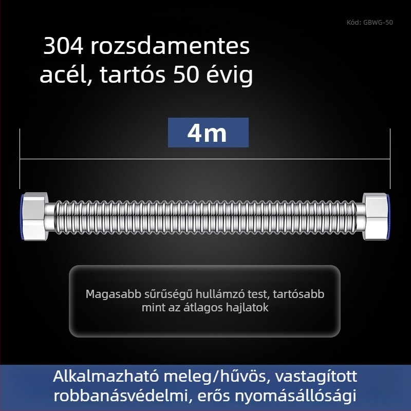 Megvastított 304 rozsdamentes acél hegesztett bordázott hajlított cső – bejövő víz (meleg/hideg) bojlerhez és WC-hez – robbanásbiztos
