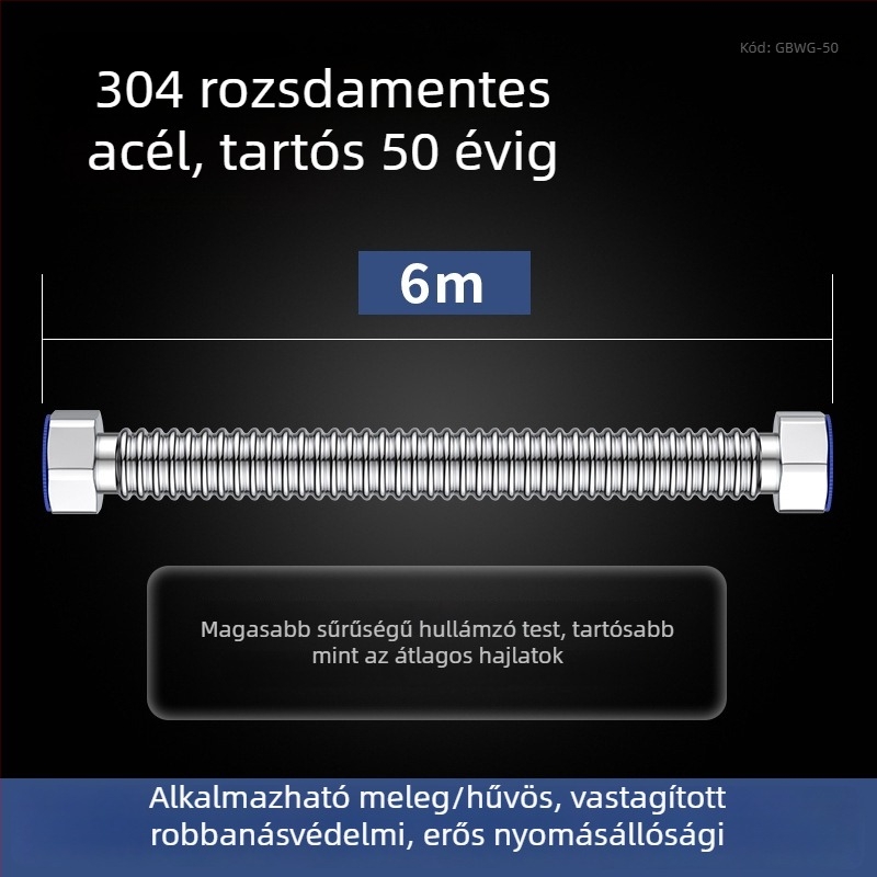 Megvastított 304 rozsdamentes acél hegesztett bordázott hajlított cső – bejövő víz (meleg/hideg) bojlerhez és WC-hez – robbanásbiztos
