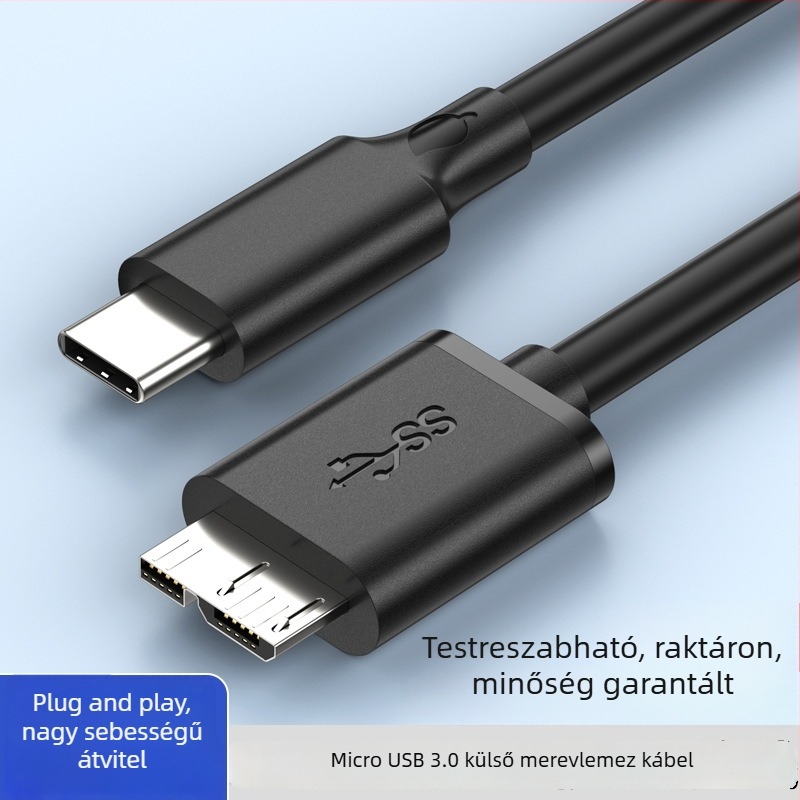 Type-C–Micro-B USB 3.0 hordozható merevlemez-kábel PC-hez, laptophoz és mobil eszközökhöz