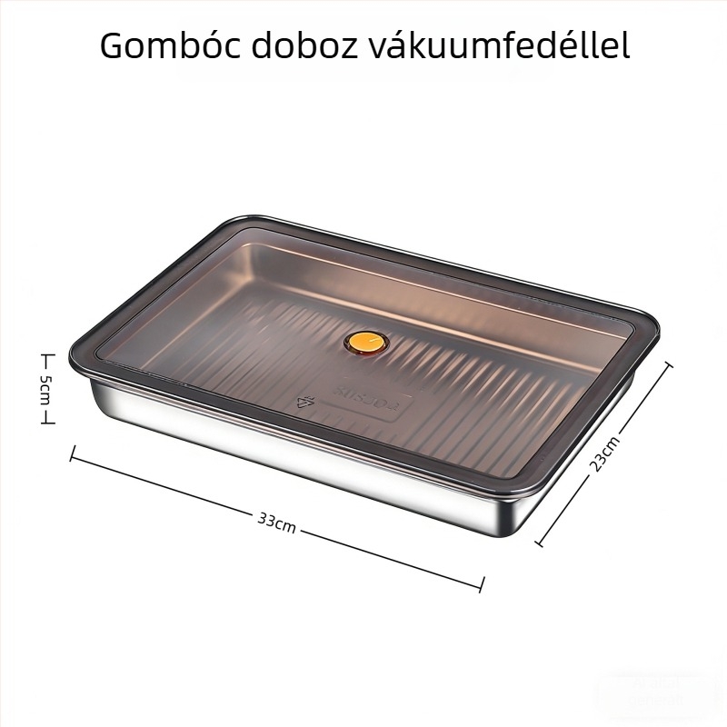 Élelmiszer-minőségű 304 rozsdamentes acél dumpling-tál, otthoni használatra; téglalap alakú, egy rétegű, 2,1–3 L kapacitás; ideális wontonok és dumplingok fagyasztására a hűtőben; szorosan záródó.