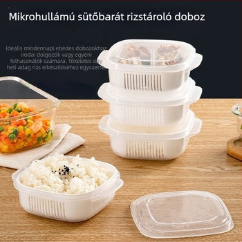 Rizs és gyümölcs ebédes doboz, műanyagból, modern letisztult stílus, márka Other