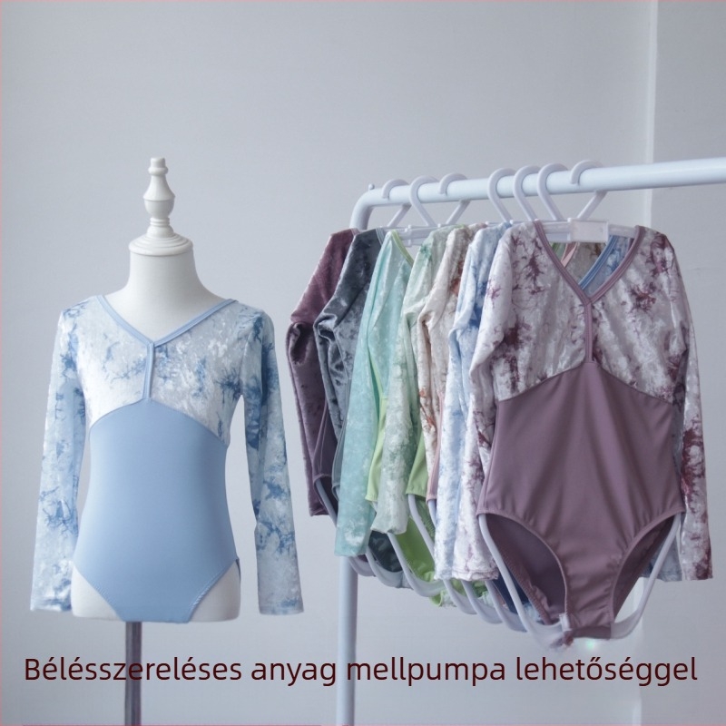 Lányoknak készült hosszú ujjú tánc- és gimnasztika bodyszerű ruha, nylon anyag 76%, hercegnő stílus, ősz 2023