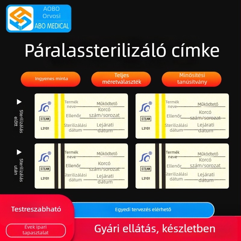 Obo PVC orvosi kémiai indikátor RF címke a magas hőmérsékletű gőz sterilizáláshoz — testreszabható, kórházak és egészségügyi központok számára