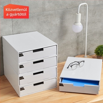 Kraft papírból készült asztali tároló rekeszekkel – CD-khez, távirányítókhoz, magazinokhoz, írószerekhez és egyéb kellékekhez, 2 L kapacitás