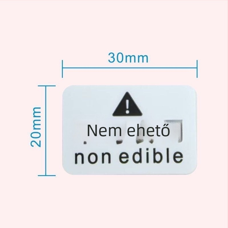Öntapadós figyelmeztető címkék nem ehető slime-hez, méret 2x3 cm, 50 db.