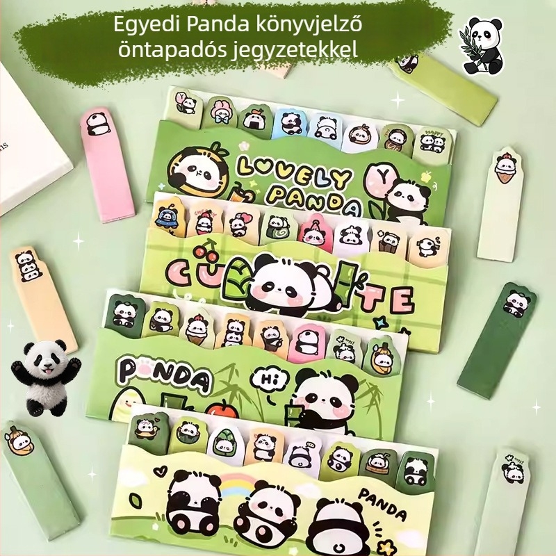 Rajzolt Panda jegyzetlapok – testreszabható többszöri használatú jelölőjegyzetek, aranyos üzenetindex címkék – kézzel írt címke, Star Page 001