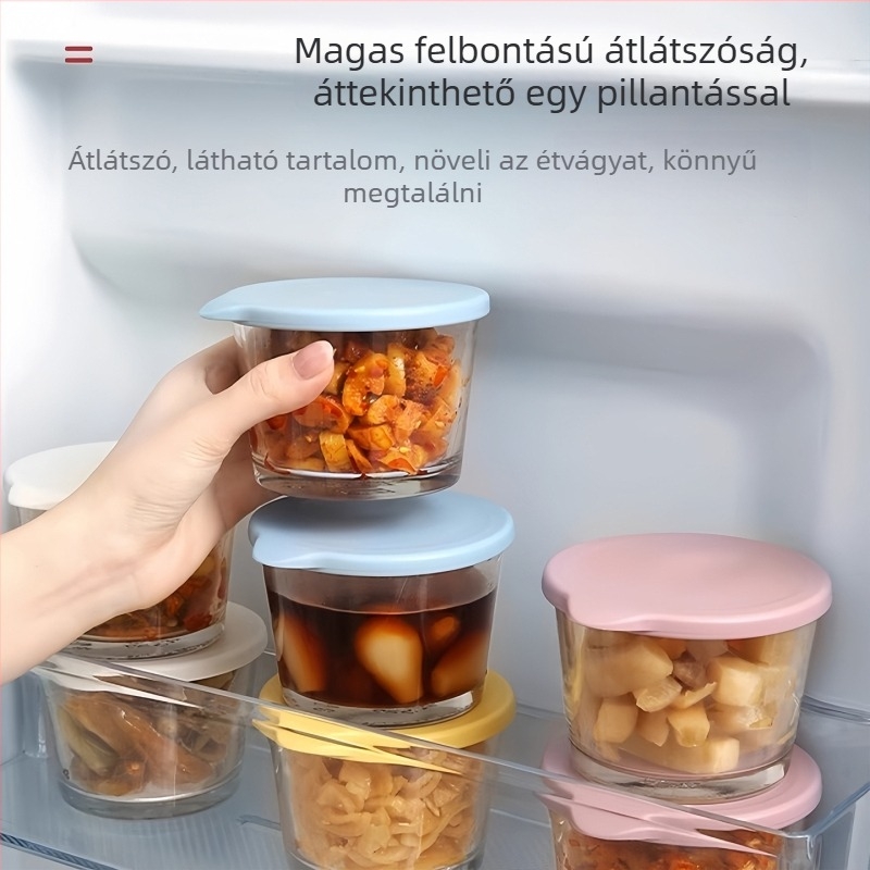 Üvegből készült tárolóedény fedővel, cilinderes alak, szilikon tömítés, kapacitás legfeljebb 300 ml, márka Get the clouds