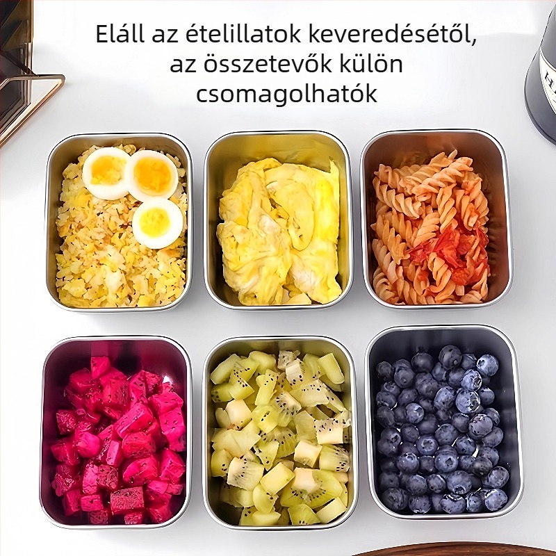 Hosszúkás frissen tartó ételtároló doboz piknikhez és otthonra, zárt fedéllel, mikrohullámú sütőben használható, egy rétegű