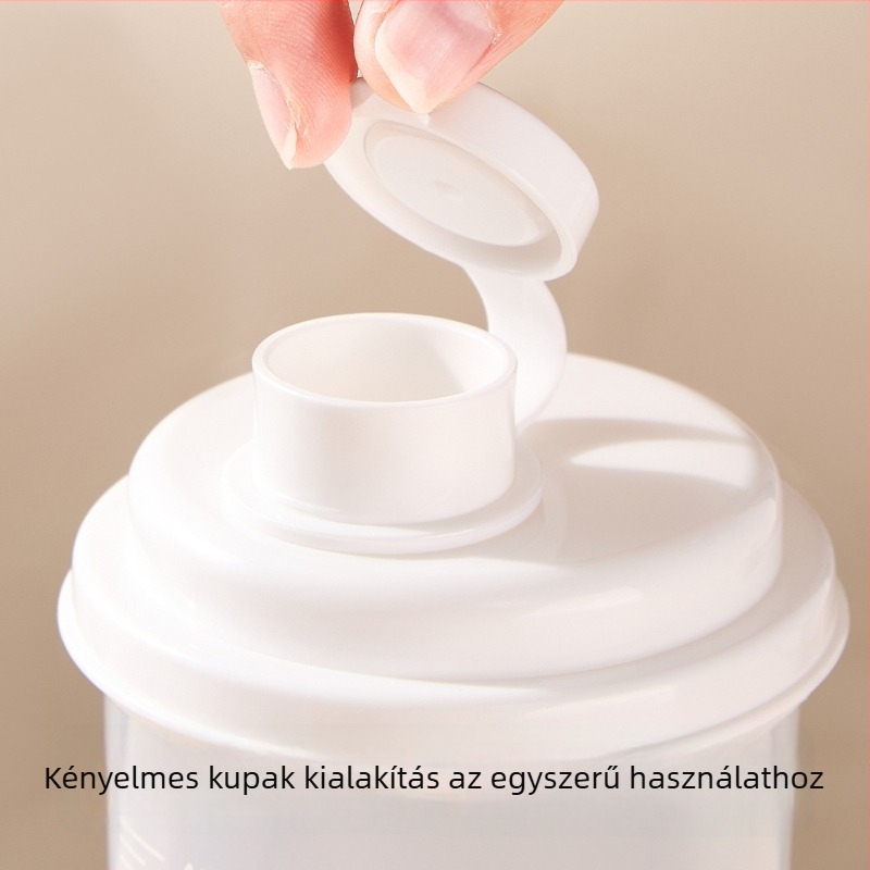 Plasztikus henger alakú tároló száraz árukhoz, 301–500 ml kapacitás, modern minimalista stílus, zárható nedvességálló, mikrohullámú sütőben nem használható.