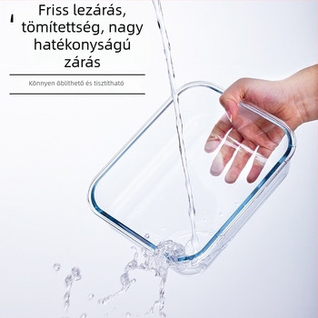 Magas bóroszilikát üvegből készült élelmiszertároló edény, 2,1–3 L, téglalap alakú, mikrózható, szivárgásmentes