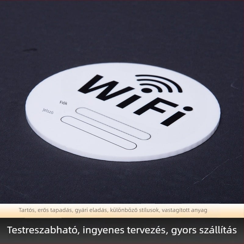 WiFi akril jelzőtábla – vezeték nélküli internet, szállodák és kávézók falára