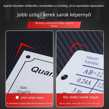 Gépekhez készült fém névtábla - alumínium, digitális nyomtatás, testreszabható, biztonsági jel