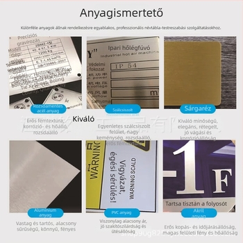 Egyedi fémnévtáblák gépészeti berendezésekhez, alumínium és rozsdamentes acél, UV-szitanyomtatás, elektromos és figyelmeztető táblák