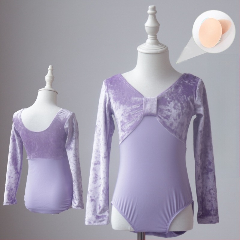 Lányoknak szóló bársonyos hosszú ujjú balett gyakorló felső, 76% nylon, puha felületkezelés, hercegnő stílus