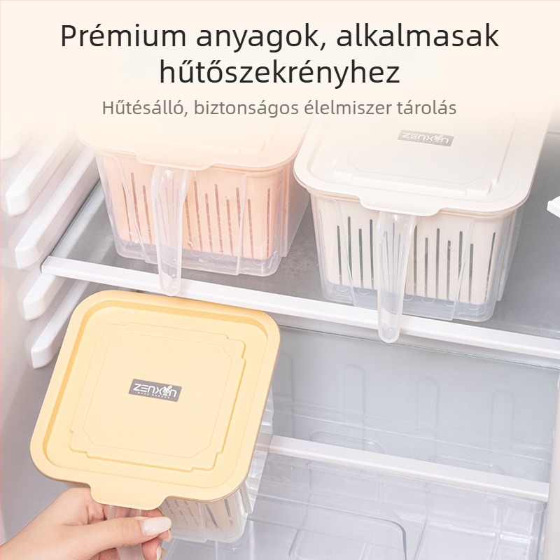 Kétszintes csepegtetős zöldségtároló hagyma, fokhagyma és gyömbér számára - 1-2 L, műanyag, négyszögletes