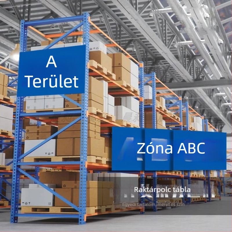 Egyedi raktári polc jelzőtáblák, osztályozó és műhelyterületi táblák; UV nyomtatás; Testreszabható anyag; Táblákhoz alkalmas