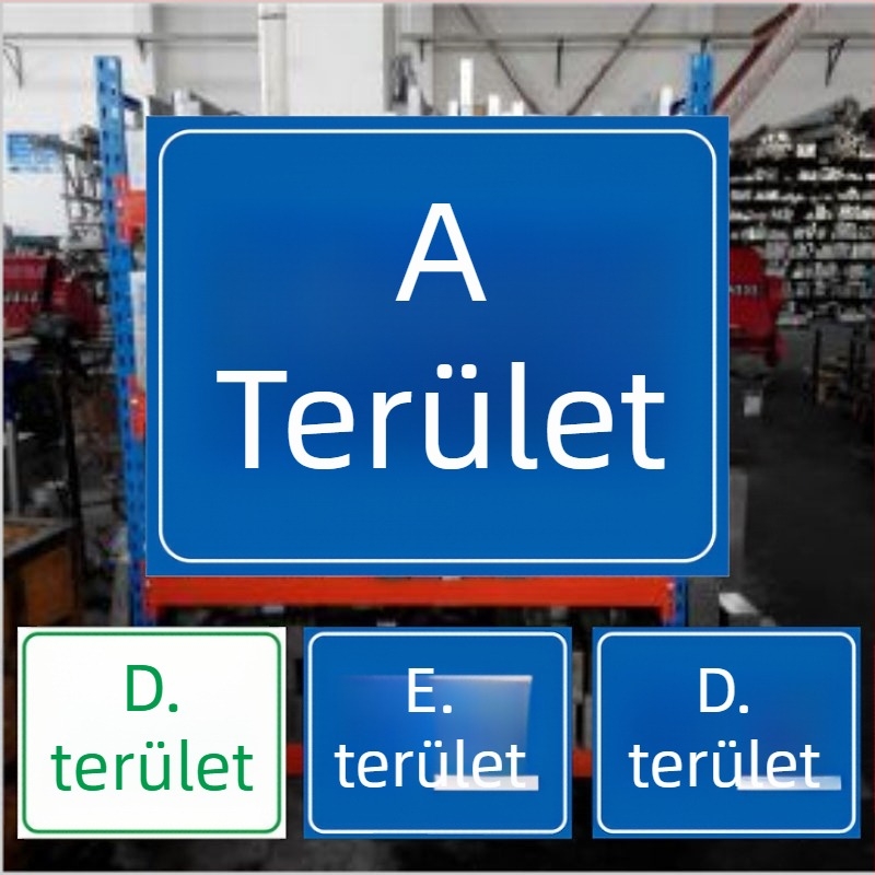 Egyedi raktári polc jelzőtáblák, osztályozó és műhelyterületi táblák; UV nyomtatás; Testreszabható anyag; Táblákhoz alkalmas