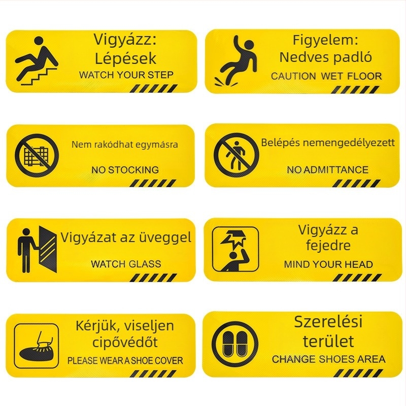 Padlófigyelmeztető matricák - kültéri, csúszásmentes, vízálló, hosszú szalagok - PVC, digitális nyomtatás, öntapadós a termék azonosításához