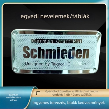 Egyedi fém táblák és névtáblák — rozsdamentes acél és alumínium, szitanyomás vagy gravírozás, sokoldalú jelzések biztonságra, járművekre és bútorokra