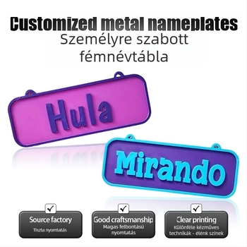 Alumínium logójelző tábla UV nyomtatással, testre szabható dekoratív fémtábla