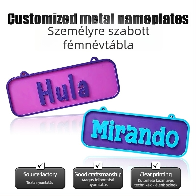 Alumínium logójelző tábla UV nyomtatással, testre szabható dekoratív fémtábla