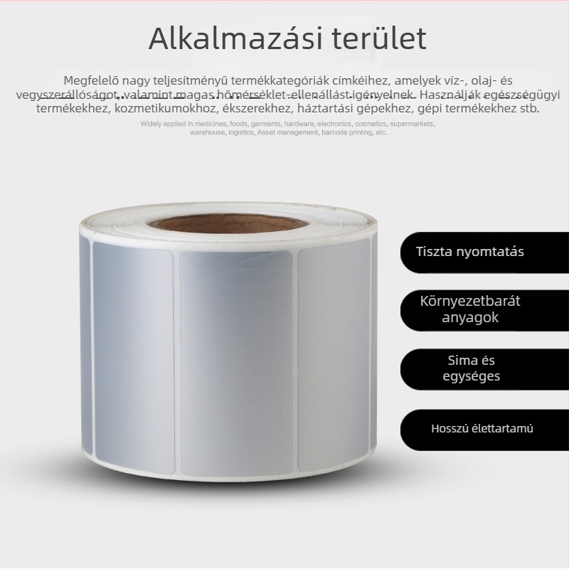 PET öntapadós kézírásos címkék, matt felület, négyszögletes alak, testreszabható, víz alapú ragasztó, fehér rács hátlap