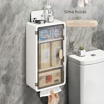 Fürdőszobai falra szerelhető tároló doboz, PP műanyag, minimalista mintázat, modern stílus, 200 g