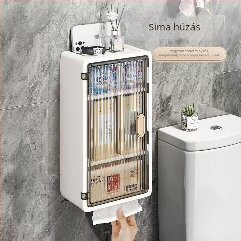 Fürdőszobai falra szerelhető tároló doboz, PP műanyag, minimalista mintázat, modern stílus, 200 g