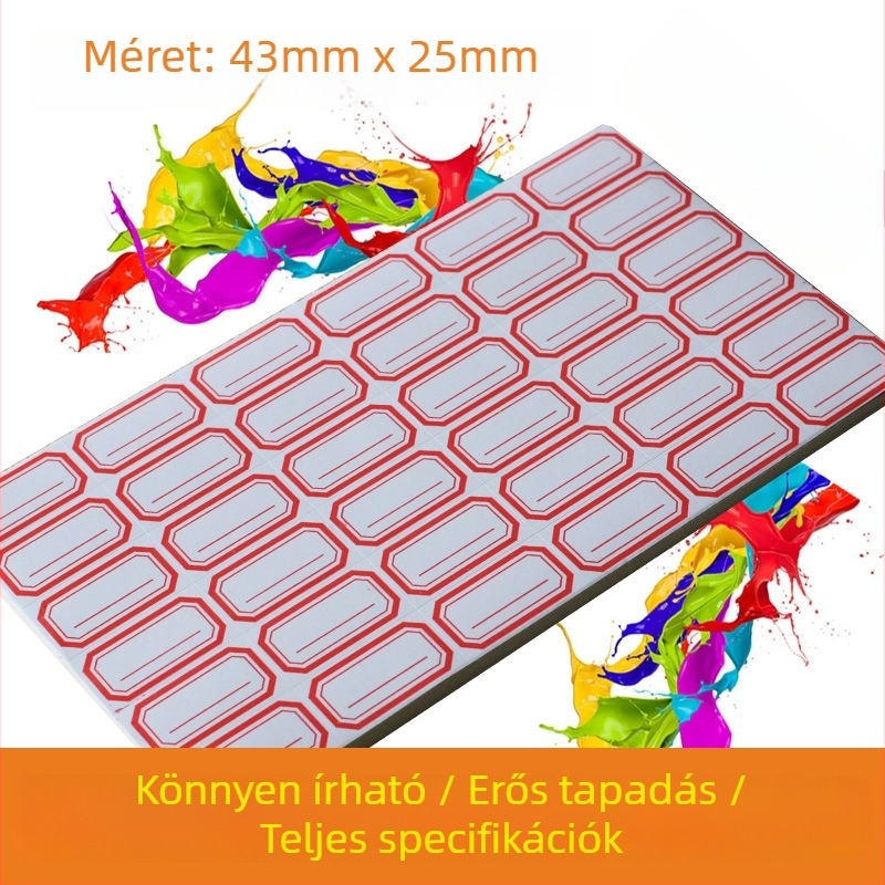 Önragasztó címkepapír, téglalap alakú, nyomtatáshoz, forró olvadó ragasztóval.