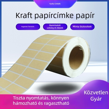 Kraft papír címke, öntapító, kézzel írható megjegyzések, téglalap alakú, bevont papír, nyomtatási formátum: tekercs