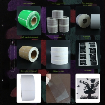 Kraft papír címke, öntapító, kézzel írható megjegyzések, téglalap alakú, bevont papír, nyomtatási formátum: tekercs