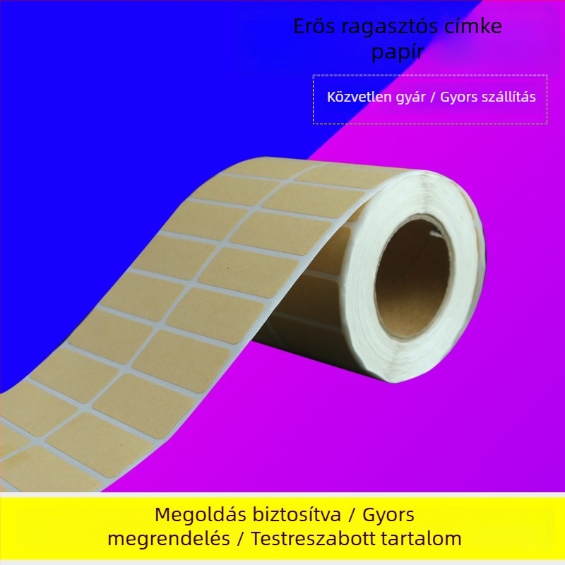 Kraft papír címke, öntapító, kézzel írható megjegyzések, téglalap alakú, bevont papír, nyomtatási formátum: tekercs