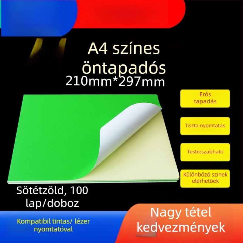 Öntapadós címkézőpapír lézer- és tintasugaras nyomtatáshoz, 170 gsm, nyomtatható, logisztikához
