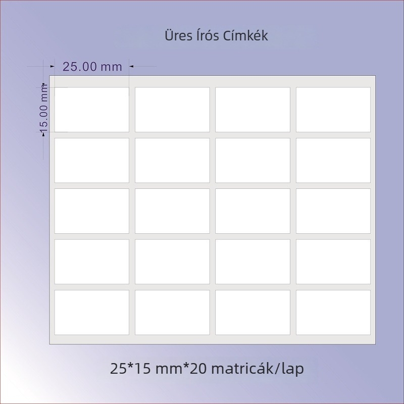 Üres, öntapadós papírtapaszok kézírás-javításhoz – különböző formákra kivágva; vastagság 0.25 mm; víz alapú ragasztó.