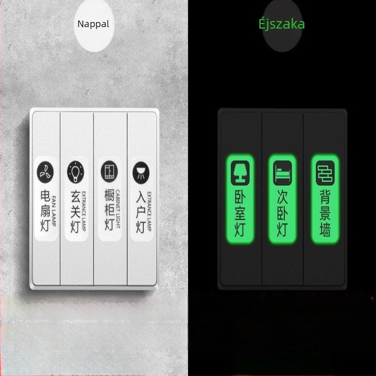 Világító kapcsolófedél fényjelzővel, falra szerelhető dekoráció, luxus stílus, testreszabható